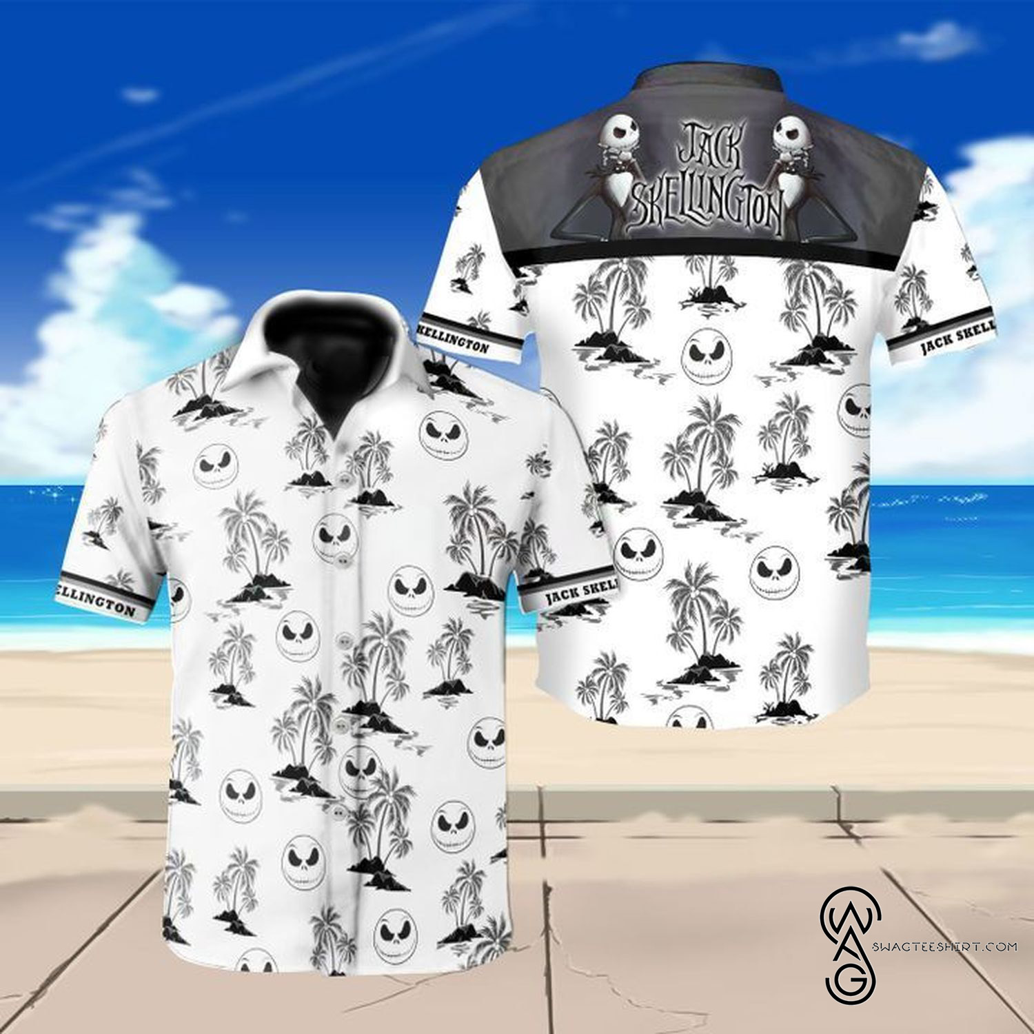 [Top Trending] Let’s Go Jack Jack Skellington Halloween Casual Beach Full Printing Hawaiian Shirt